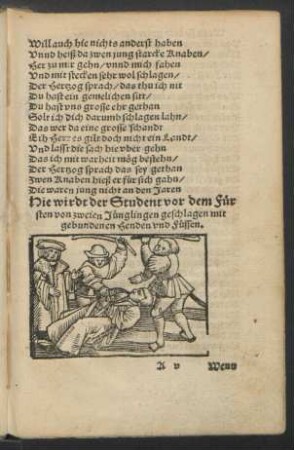 Hie wirdt der Student vor dem Fürsten von zweien Jünglingen geschlagen ...