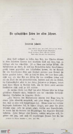 Die epitaphischen Reden der alten Athener
