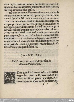 CAPUT XL. De Venere, fuerit in domo sua, & aliorum Planetarium.