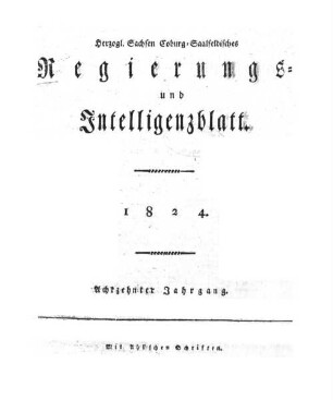 Herzogl.-Sachsen-Coburg-Saalfeldisches Regierungs- und Intelligenzblatt. 1824