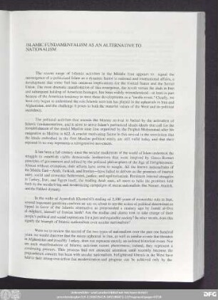 Islamic Fundamentalism As An Alternative To Nationalism