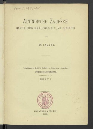 Altindische Zauberei : Darstellung der altindischen "Wunschopfer"