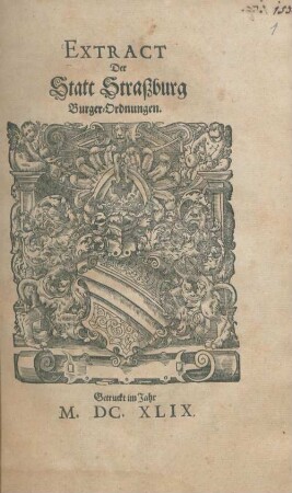 Extract Der Statt Straßburg Burger-Ordnungen