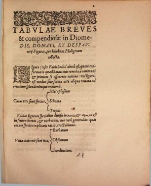 Tabulae breves et compendiosae in Diomedis, Donati, et Despauterii figuras