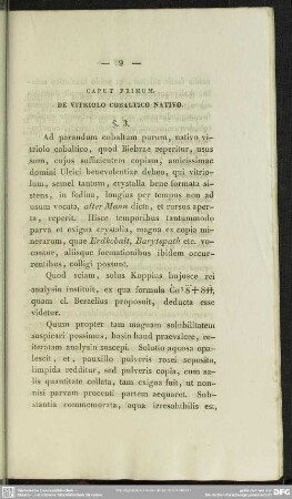 Caput primum. De vitriolo cobaltico nativo