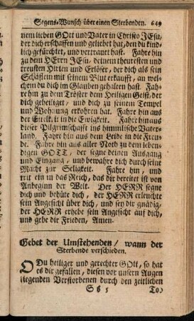 Gebet der Umstehenden, wann der Sterbende verschieden.