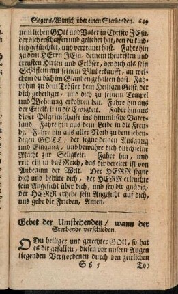 Gebet der Umstehenden, wann der Sterbende verschieden.