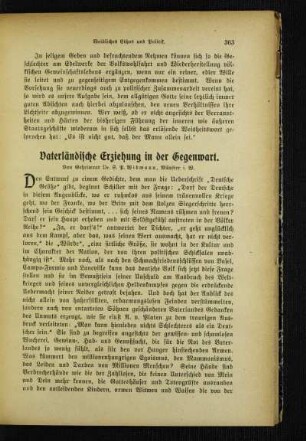 Vaterländische Erziehung in der Gegenwart