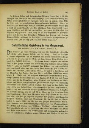 Vaterländische Erziehung in der Gegenwart