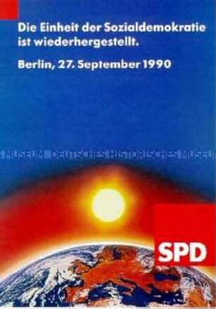 Broschüre mit dem Manifest zur Wiederherstellung der Einheit der SPD, beschlossen auf dem Parteitag der SPD im September 1990 in Berlin
