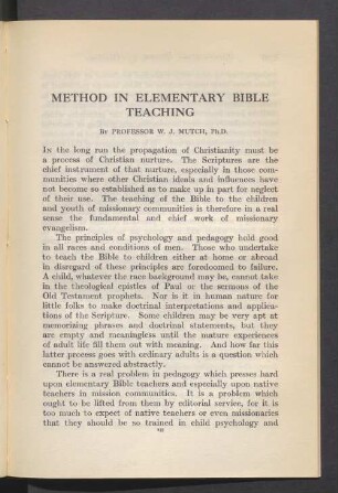 Method in elementary bible teaching