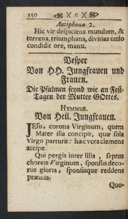 Vesper Von HH. Jungfrauen und Frauen.
