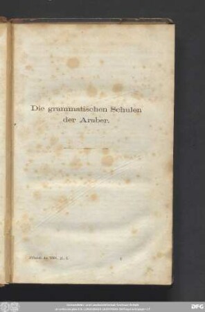 Die grammatischen Schulen der Araber.