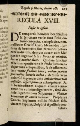 207-214, Regula XVIII. Nosce te ipsum.