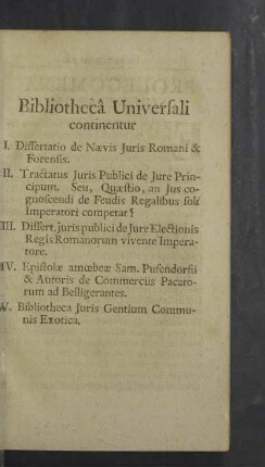 Bibliothecâ Universali continentur