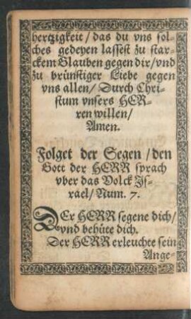 Folget der Segen/ den Gott der Herr sprach uber das Volck Israel/ Num. 7.