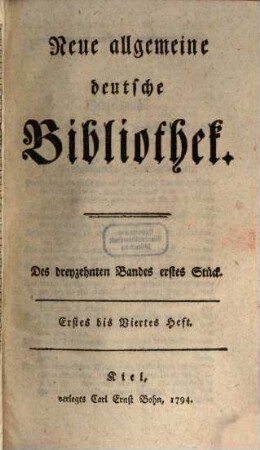 Neue allgemeine deutsche Bibliothek. 13. 1794