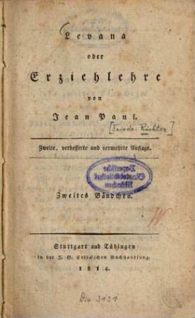 Levana, oder Erziehlehre, 2