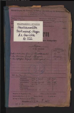 Aufruhr Beklagter: Schrebkowski, Heinrich Beklagter: Schapals, Ernst Beklagter: Bangert, August