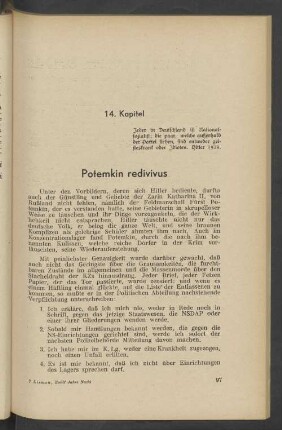 14. Kapitel Potemkin redivivus