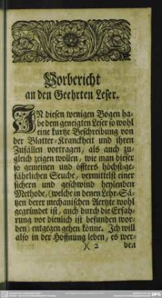 Vorbericht an den Geehrten Leser