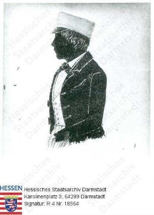 Wedekind, N. N. v. / Porträt eines jungen Mannes in Studentenkleidung, im Profil, stehend, Halbfigur