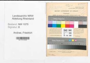Entnazifizierung Friedrich Andrae , geb. 05.12.1889 (Obersteuersekretaer)
