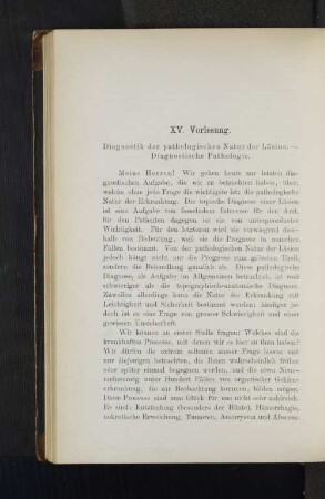 XV. Vorlesung. Diagnostik der pathologischen Natur der Läsion - Diagnostische Pathologie