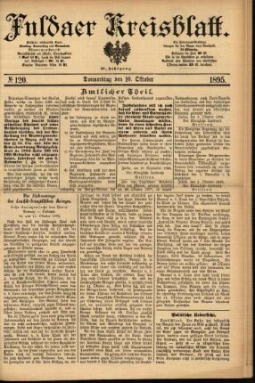 Erste Ausgabe vom Donnerstag, den 10. Oktober 1895.
