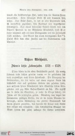 Achter Abschnitt. Dürer´s letzte Lebensjahre. 1521-1528