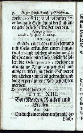 Tit. XIII. Von Morden/ Rauben und Stehlen