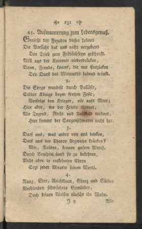 65. Aufmunterung zum Lebensgenuß