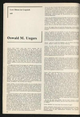 Lore Ditzen im Gespräch mit Oswald M. Ungers