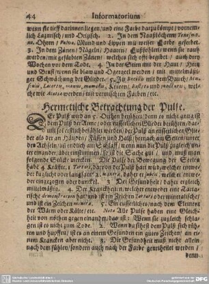 Hermetische Betrachtung der Pulse.