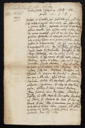 Todesanzeige des Prof. Linguae sanctae et Mathematum Wilhelm Schickhartus [Schickard], 1635.