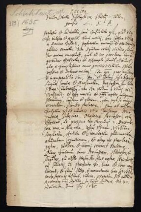 Todesanzeige des Prof. Linguae sanctae et Mathematum Wilhelm Schickhartus [Schickard], 1635.