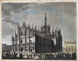 'Il duomo di Milano' o.V.; Radierung, teilweise aquarelliert