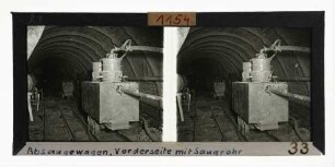 Trockenabsaugegerät "Königsborn", Absaugewagen, Vorderseite mit Saugrohr