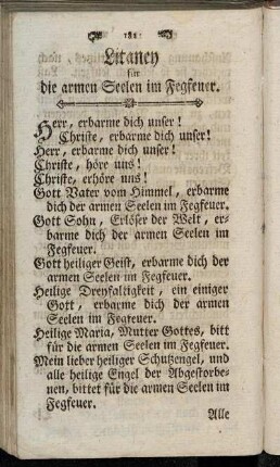 Litaney für die armen Seelen im Fegfeuer.