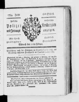 6tes Stück., Ausgabe vom 11. Februar 1784