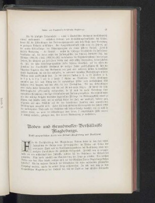 Boden- und Grundwasser-Verhältnisse Magdeburgs.