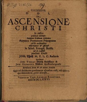 De ascensione Christi in coelos