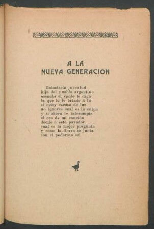 A la nueva generación