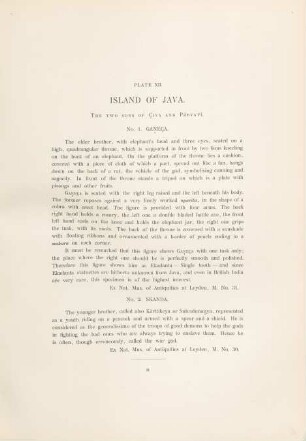 Plate XII. Island of Java. The two sons of Civa and Parvati.