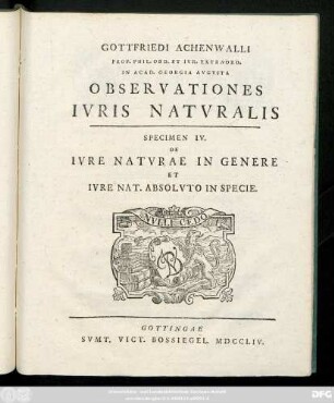 Specimen 4: De Ivre Natvrae In Genere Et Ivre Nat. Absolvto In Specie