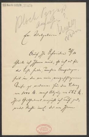 Brief an Adolph Fürstner : 04.11.1889