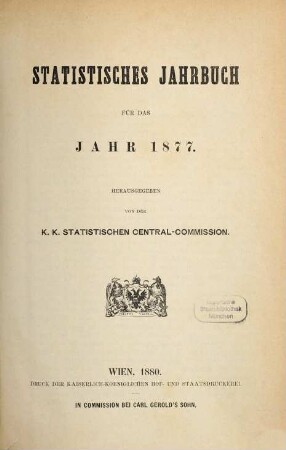 Statistisches Jahrbuch : für das Jahr .... 1877, 1877 (1880)