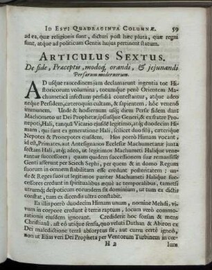 Articulus Sextus.