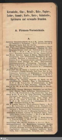 A. Firmen-Verzeichnis