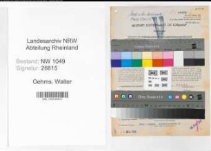 Entnazifizierung Walter Oehms , geb. 28.07.1903 (Kaufmaennischer Angestellter)